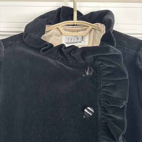 VINTAGE Maharishi MHI Black Victorian Overcoat 12 car coat lady coat ruffle - Picture 4 of 12
